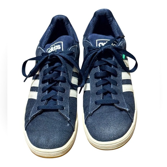 Adidas Dark Blue Sneakers with White Accents Denim Size 10 Washed Look - Picture 1 of 8